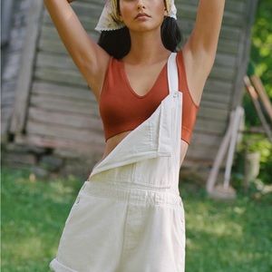 Pilcro Cream Denim Shortalls, NWT, sz 27